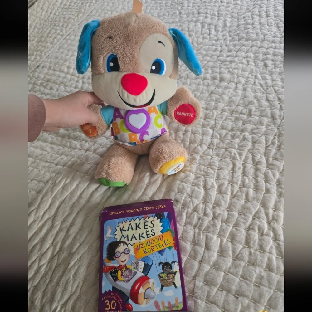 Lithuanian Speaking Fisher Price Dog, Books, Markers Set